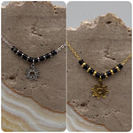 Load image into Gallery viewer, Black Gunmetal Silver Sun Charm Necklace