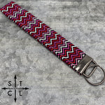 Load image into Gallery viewer, Key Fob Chevron White Black Mix Pink