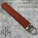 Load image into Gallery viewer, Key Fob Chevron Maroon Beige