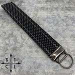 Load image into Gallery viewer, Key Fob Black White Polka Dot