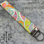 Load image into Gallery viewer, Key Fob Chevron Pastel Paisley