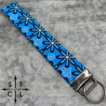 Load image into Gallery viewer, Key Fob Blue Floral