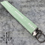 Load image into Gallery viewer, Key Fob Blue Floral Triangle Dot Mint Green