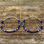 Load image into Gallery viewer, Navy Amber Earrings