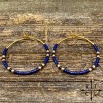 Load image into Gallery viewer, Navy Amber Earrings