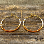 Load image into Gallery viewer, Burnt Orange White Amber Earrings
