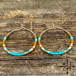 Load image into Gallery viewer, Turquoise Pumpkin White Amber Earrings