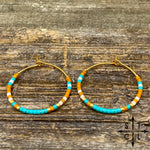 Load image into Gallery viewer, Turquoise Pumpkin White Amber Earrings