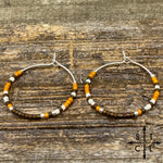 Load image into Gallery viewer, Brown Orange White Amber Earrings