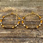 Load image into Gallery viewer, Brown Orange White Amber Earrings