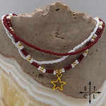 Load image into Gallery viewer, Maroon White Gold Or Silver Star Stretchy Anklet