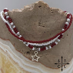 Load image into Gallery viewer, Maroon White Gold Or Silver Star Stretchy Anklet