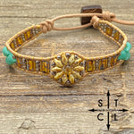 Load image into Gallery viewer, Picasso Bone Amber Turquoise Daisy