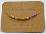 Load image into Gallery viewer, Morse Code Necklace BAD ASS MOM Gold