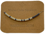 Load image into Gallery viewer, Morse Code Necklace BASEBALL MOM Silver