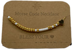 Load image into Gallery viewer, Morse Code Necklace BLESS YOURđź–¤ Gold