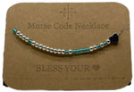 Load image into Gallery viewer, Morse Code Necklace BLESS YOURđź–¤ Silver