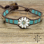 Load image into Gallery viewer, White Turquoise Gunmetal SIlver Daisy