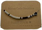 Load image into Gallery viewer, Morse Code Necklace BLESS YOURđź–¤ Silver