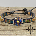 Load image into Gallery viewer, Peacock Blue Rose Gold Daisy