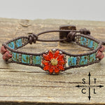 Load image into Gallery viewer, Picasso Turquoise Dark Orange Daisy