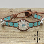 Load image into Gallery viewer, Turquoise Clear AB Gunmetal Silver Daisy