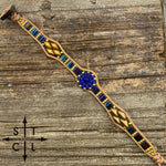 Load image into Gallery viewer, Blue Metallic Peacock Blue Gold Daisy