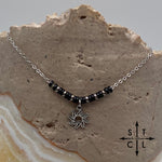 Load image into Gallery viewer, Black Gunmetal Silver Sun Charm Necklace