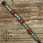 Load image into Gallery viewer, Picasso Turquoise Dark Orange Daisy