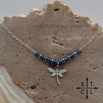 Load image into Gallery viewer, Metallic Dark Blue Dragonfly Charm Necklace