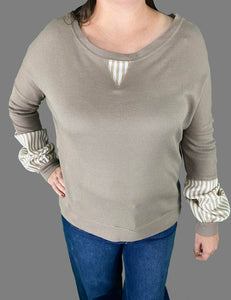 Taupe Stripe Balloon Top