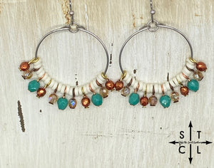 Rebecca Mini Earrings Off White Turquoise Copper