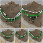 Load image into Gallery viewer, Green Pearl White Black Silver Stretchy Anklet
