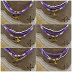 Load image into Gallery viewer, Purple White Gold Stretchy Anklet
