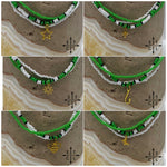 Load image into Gallery viewer, Green Pearl White Black Gold Stretchy Anklet
