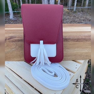 Maroon & White Harper Crossbody