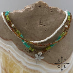 Load image into Gallery viewer, Picasso Brown Turquoise Green Off White Silver Stretchy Anklet
