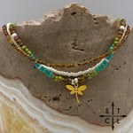 Load image into Gallery viewer, Picasso Brown Turquoise Green Off White Gold Stretchy Anklet
