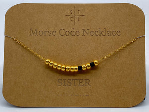 Morse Code Necklace SISTER Gold