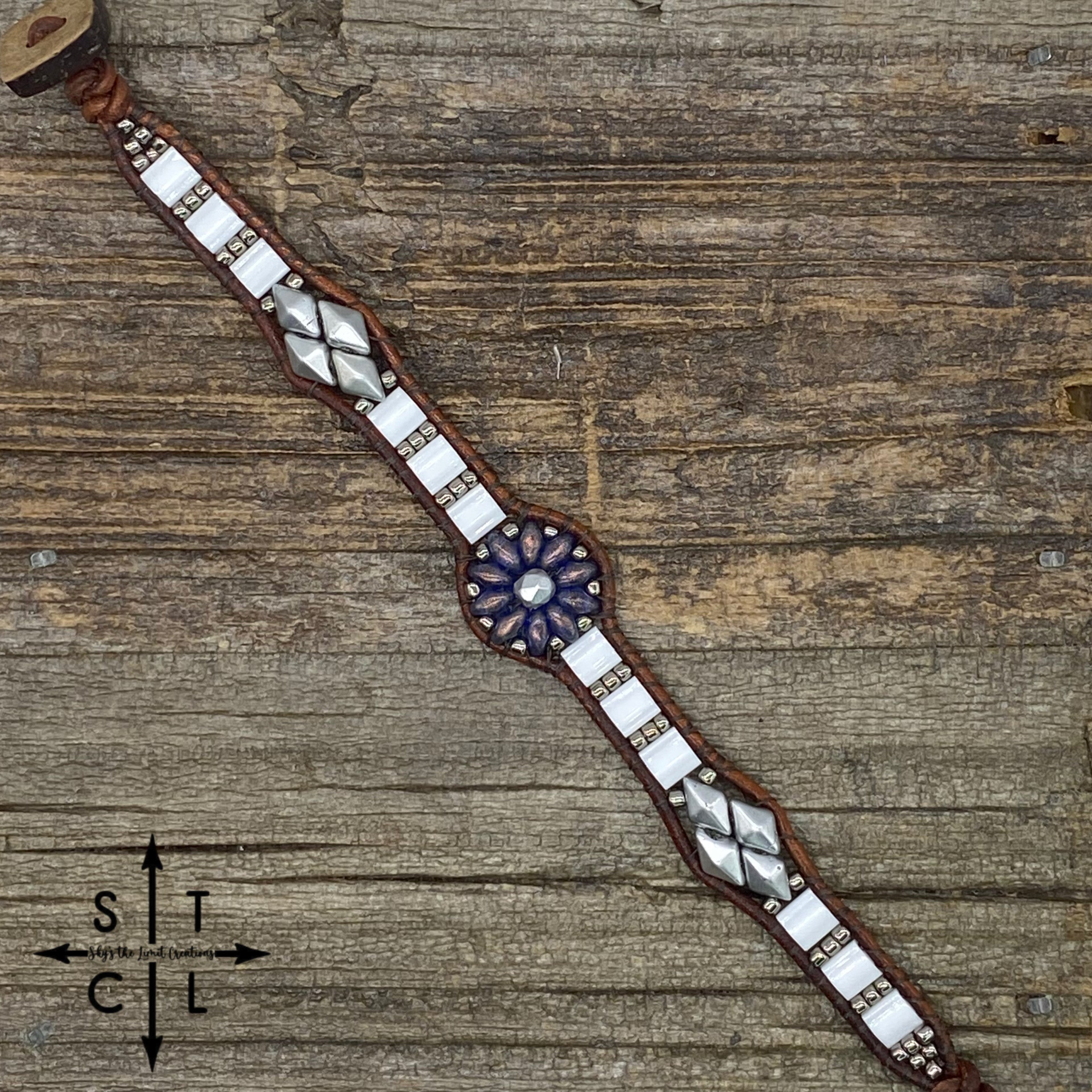 Purple White Matte Silver Daisy
