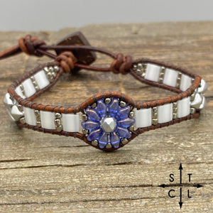 Purple White Matte Silver Daisy