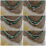 Load image into Gallery viewer, Turquoise White Gun Metal Silver Stretchy Anklet

