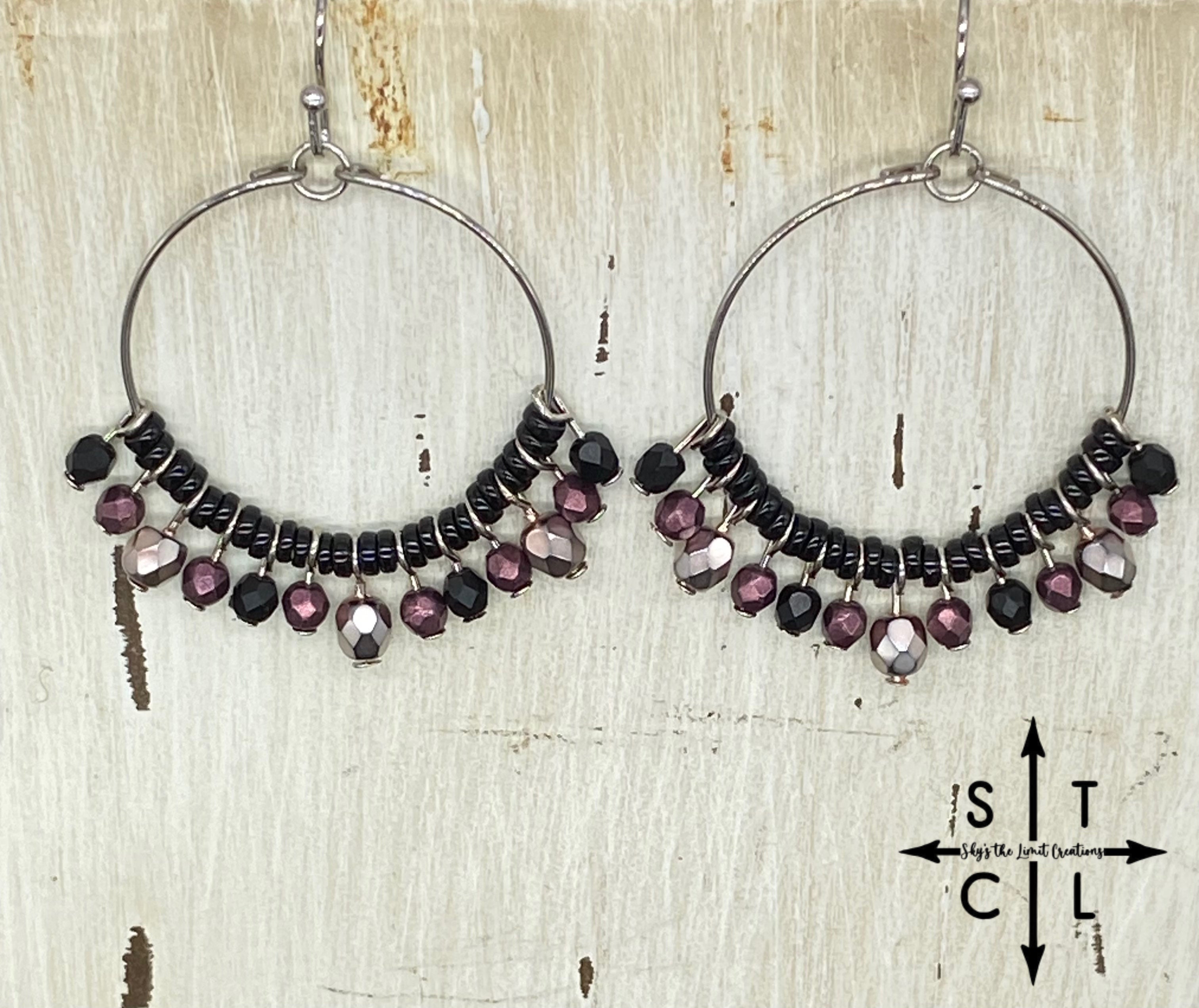 Black Purple Rebecca Earrings