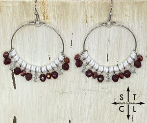 Maroon Clear White Rebecca Earrings