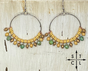 Matte Gold Green Bronze Rebecca Earring