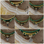 Load image into Gallery viewer, Dark Turquoise Picasso Turquoise Pearl Ivory Silver Stretchy Anklet
