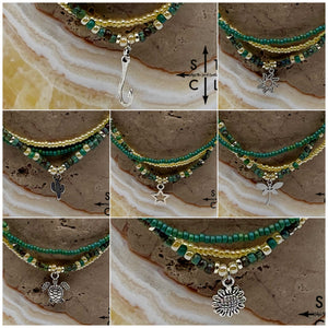 Dark Turquoise Picasso Turquoise Pearl Ivory Silver Stretchy Anklet