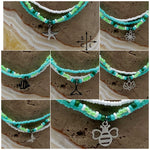 Load image into Gallery viewer, Light Turquoise Neon Green White Gold Stretchy Anklet
