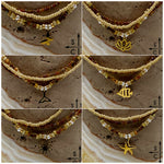 Load image into Gallery viewer, Tan Picasso Brown Pearl White Gold Stretchy Anklet
