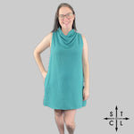 Load image into Gallery viewer, Drape Neck Seafoam Dress
